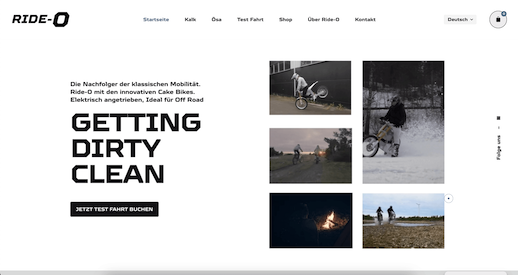 Screenshot der Website Ride0