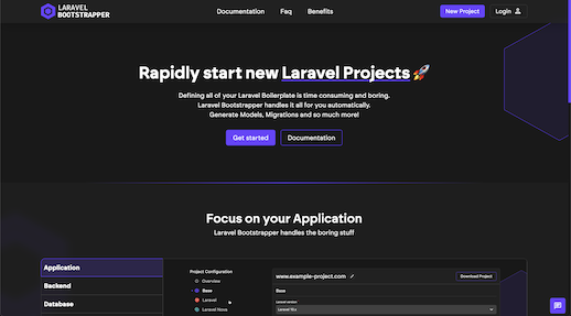 Screenshot der Website Laravel Bootstrapper