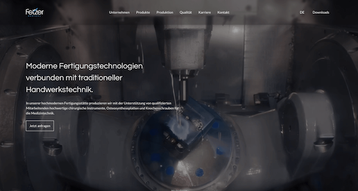 Screenshot der Website Fetzer Medical