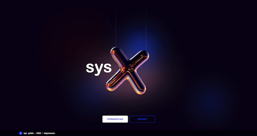Screenshot der Website SysX