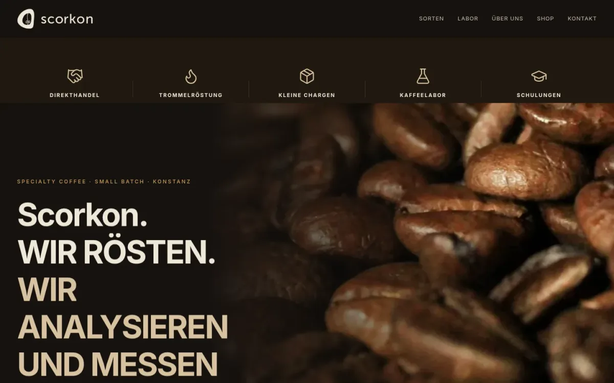 Screenshot der Website Scorkon