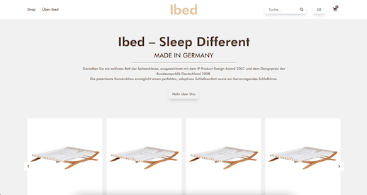 Screenshot der Website iBed