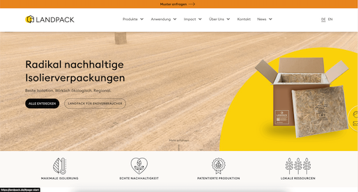 Screenshot der Website Landpack